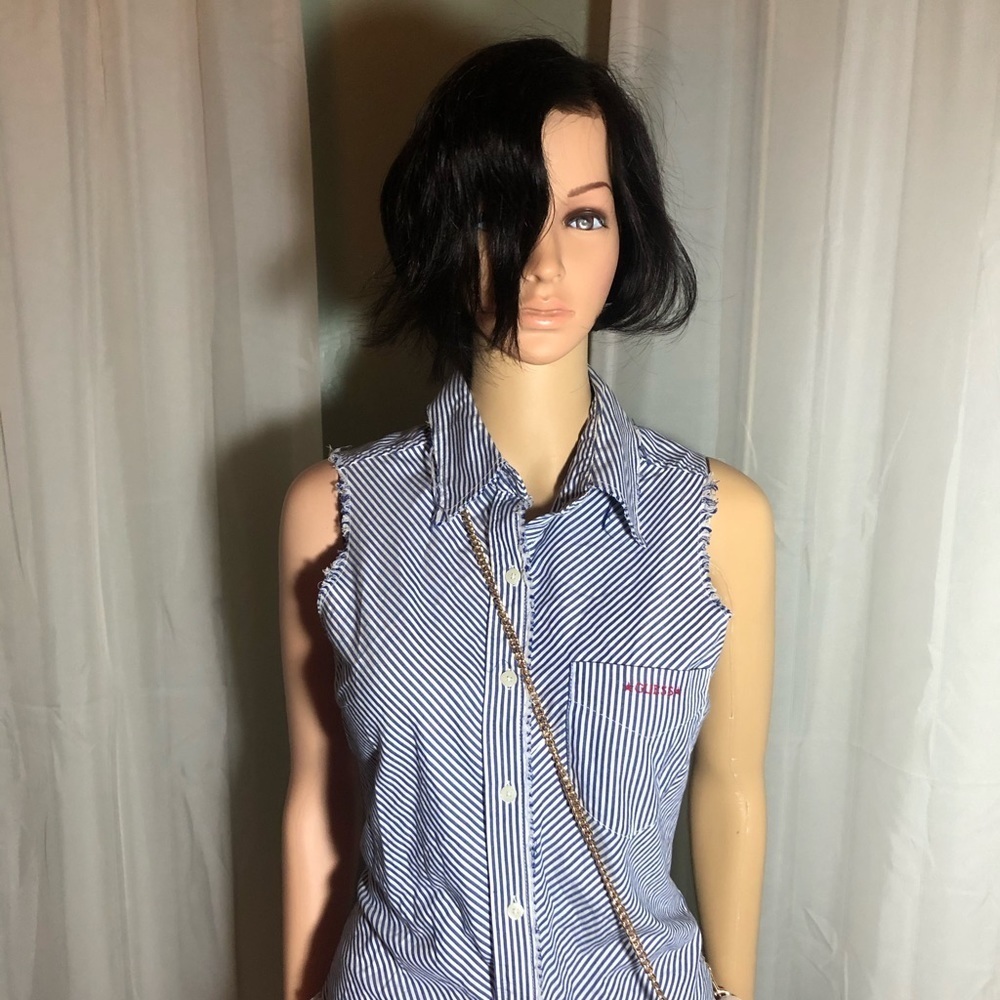 Guess Jeans Frayed Sleeveless Top